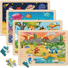 Puzzles for Kids Ages 4-6 4 Packs 24 Piece Wooden Jigsaw Puzzles for Toddlers