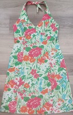Women’s Chaps Halter Multicolor Floral Cotton Blend Midi Summer Dress 6