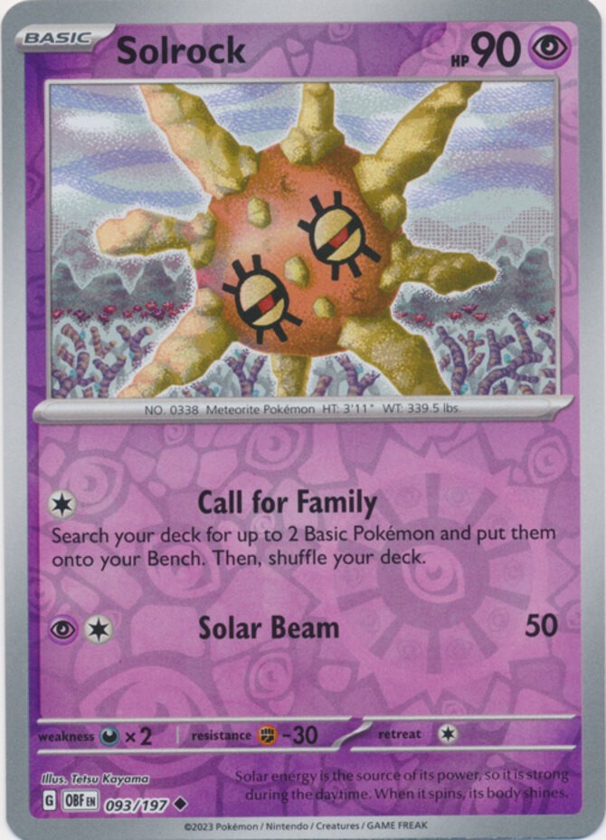 Solrock - 093/197 - Uncommon - Reverse Holo (Near Mint) Obsidian Flames - Psychi