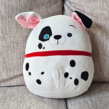 Disney 101 Dalmatians White Black Spotted Dog Plush Red Collar, Washable