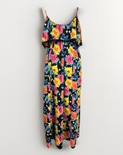 ASOS Women’s Sz 14 Tropical Floral Maxi Dress Bohemian Ruffle Spaghetti Strap