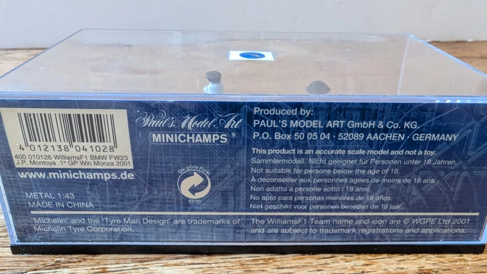 MINICHAMPS 1/43 F1 WILLIAMS BMW FW23 MONTOYA 2001 MONZA - Photo 4/4