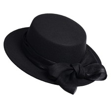 Women's Victorian Black Bow Hat Steampunk Gothic Halloween Costume One Size