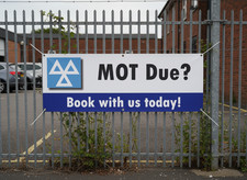 MOT Due Test Centre BANNER GARAGE SIGN waterproof PVC, Hemmed with Eyelets.