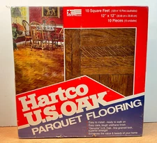 NOS Hartco U.S. Oak Parquet Flooring, Urethane Finish 12x12 10 Sq ft SADDLE