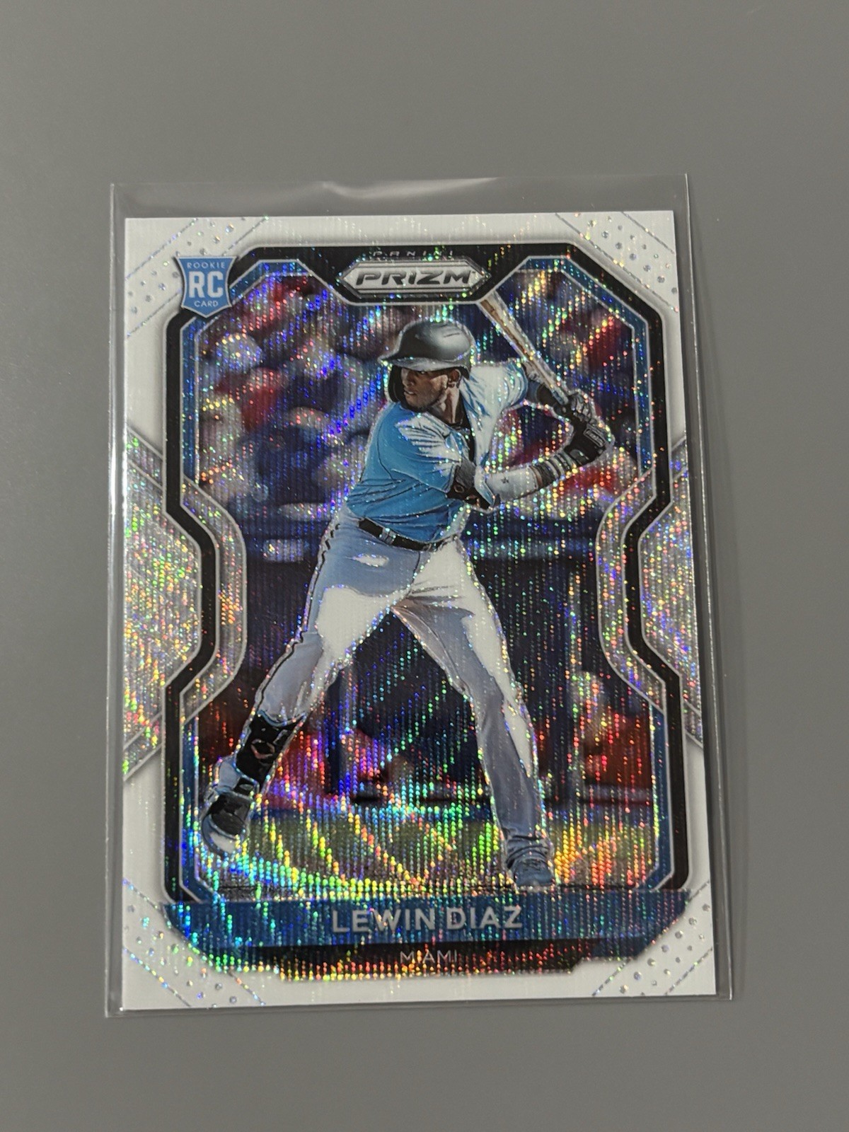 2021 Panini Prizm White Wave Prizm Lewin Diaz #50 Miami Marlins  Rookie