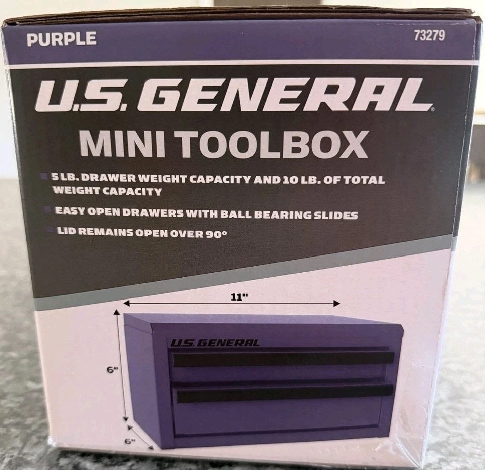 U.S. General Purple Mini Toolbox 2 Drawers Office Home Work NEW Harbor Freight - Image 3 of 3