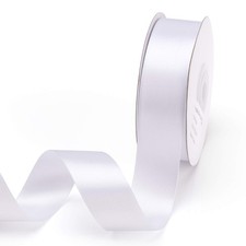 White Double Face Satin Ribbon 1 Inch x 25 Yards Solid Polyester Wrap Craft