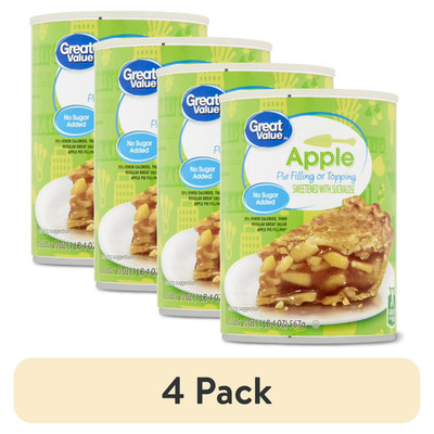 (4 pack) Great Value No Sugar Added Apple Pie Filling & Topping, 20 oz..