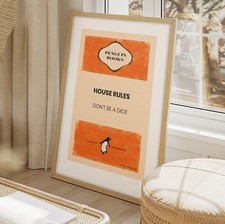 HOUSE RULES - DON'T BE A DICK ❤ wall art FRAMED funny quote print hallway poster