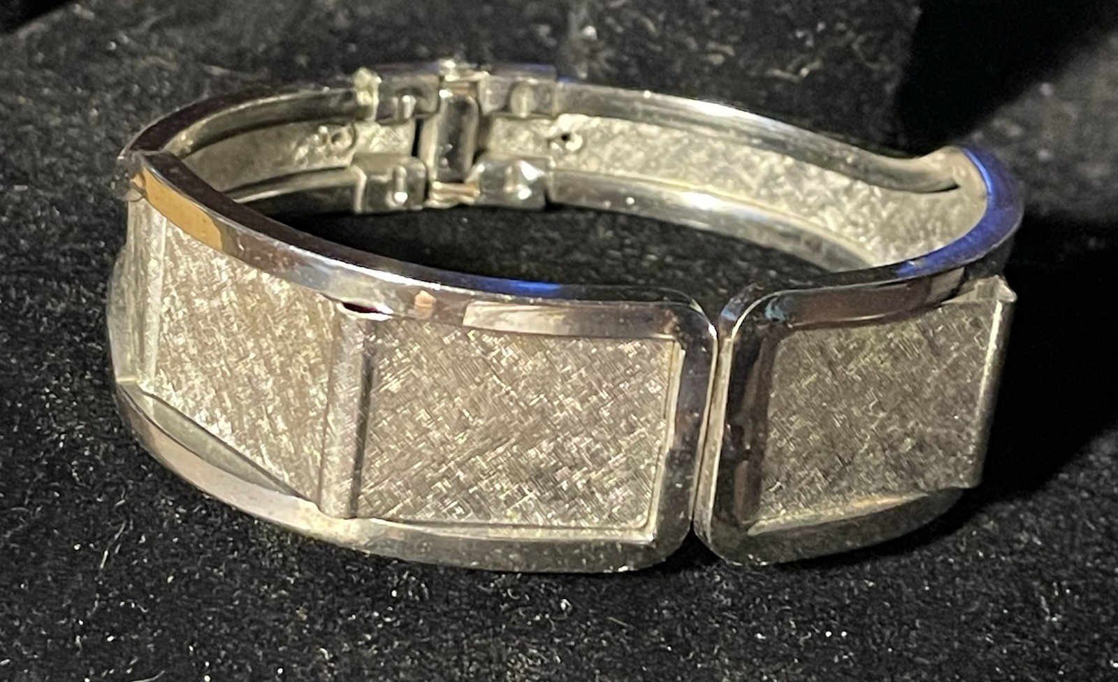 Silver Tone Metal Rectangular cuff/clamp Bracelet… - image 1