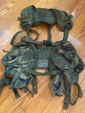 US Military Issue Load Bearing Tactical Vest Woodland, Adjustable, 1994 Preowned