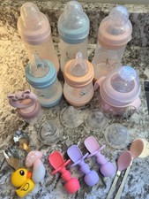 Baby MAM Bottle LOT 5-9 oz w/Nipples Sippy Cup Fruit Feeder Utensils Pre-owned