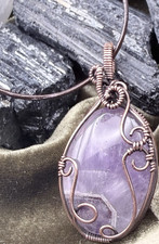 Handcrafted Copper Wire Wrapped Oval Amethyst...