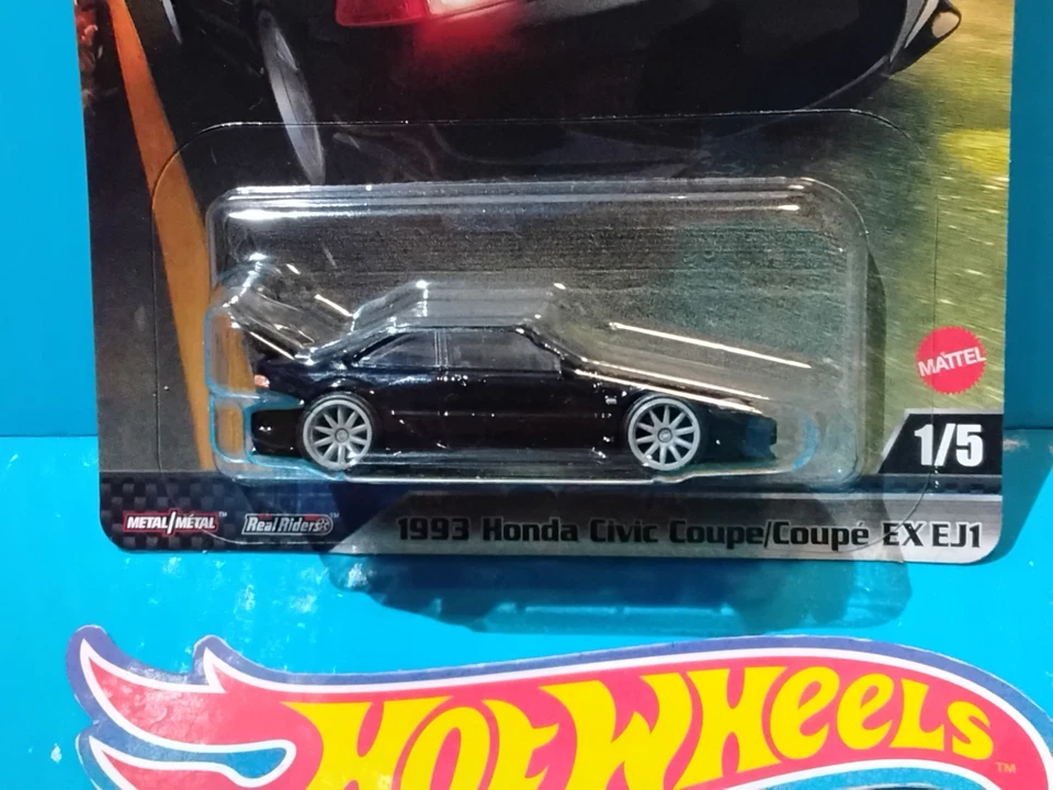 2025 HOT WHEELS FAST & FURIOUS 1993 HONDA CIVIC COUPE EX EJ1 #1 BLACK JDM - Image 2 of 4