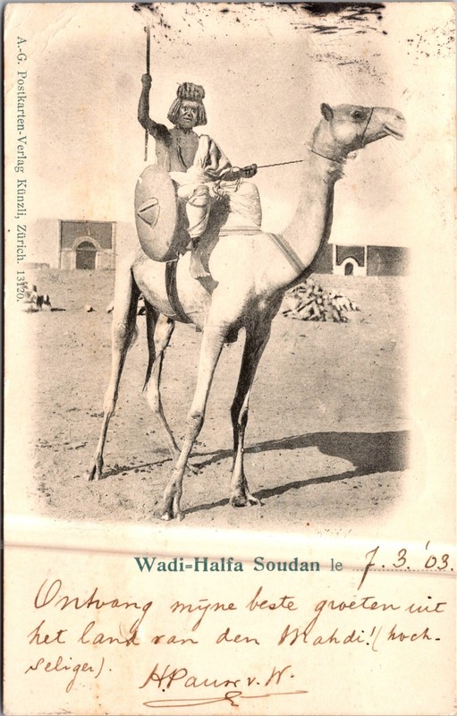 1903 Africa Sudan Bisharin Warrior Postcard Cover to Zeist Netherlands