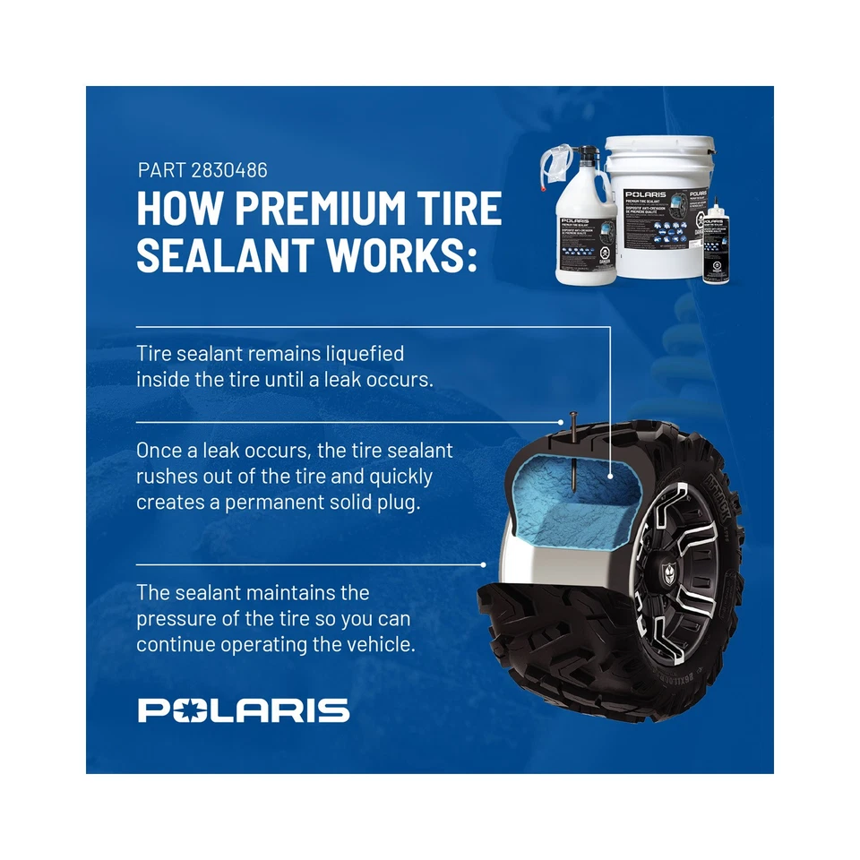 Polaris 1 Gallon Premier Tire Puncture Repair Sealant, Seals Leaks Instantly, - Image 4 of 4