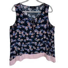 Karen Kane Pineapple Print Sleeveless Asymmetrical Hem Lightweight Blouse Sz 1X