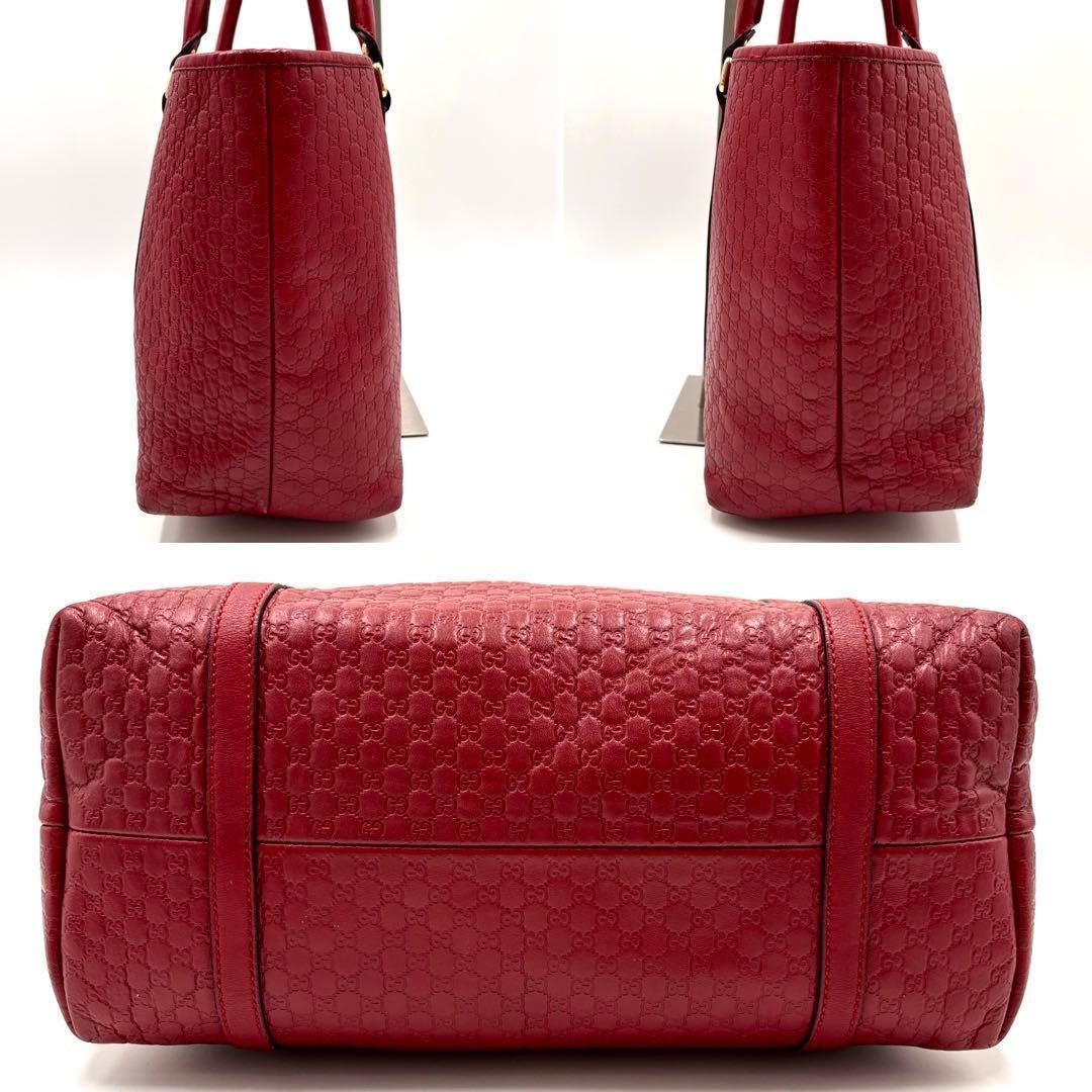 Gucci Tote Bag Red Leather GG Logo Unisex A4 Size Excellent Condition thumbnail 4