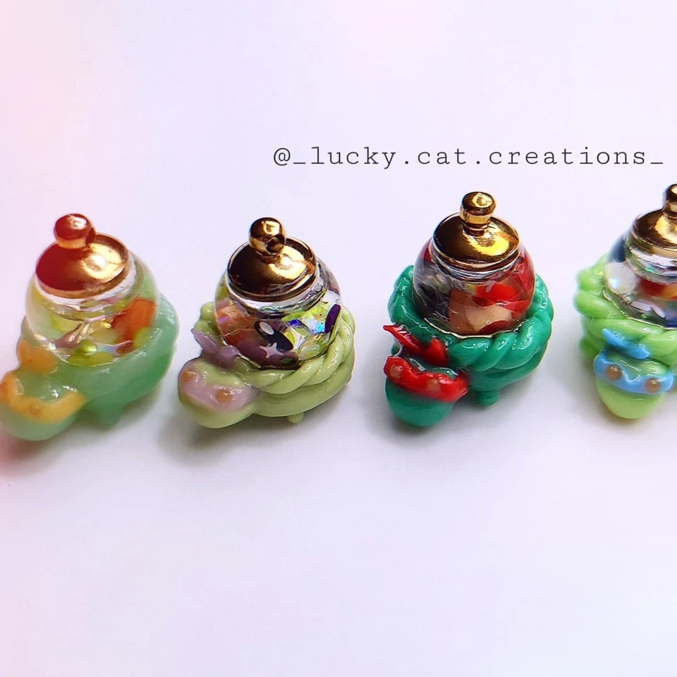 Mini globo de vidrio hecho a mano Lucky Cat Creations TMNT arcilla polimérica encanto Foto 4 de 4