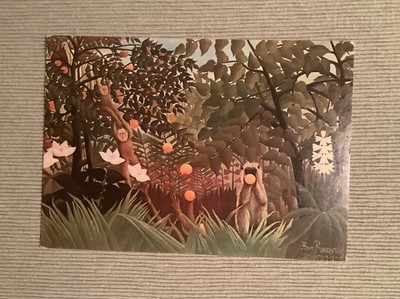 1 Postkarte, Henri Rousseau, Exotische Landschaft, Affe, Orangen, Naive Malerei