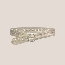 Vintage Y2K tan and silver grommet chunky belt Small Medium