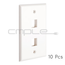 Keystone Jack Wall Plate 2 Hole Port Faceplate Network CAT5e CAT6 White 10 Pack
