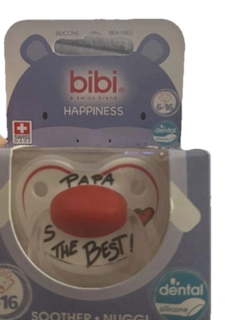 The Famous bibi swiss I LOVE Papa baby soother pacifier 6 mos