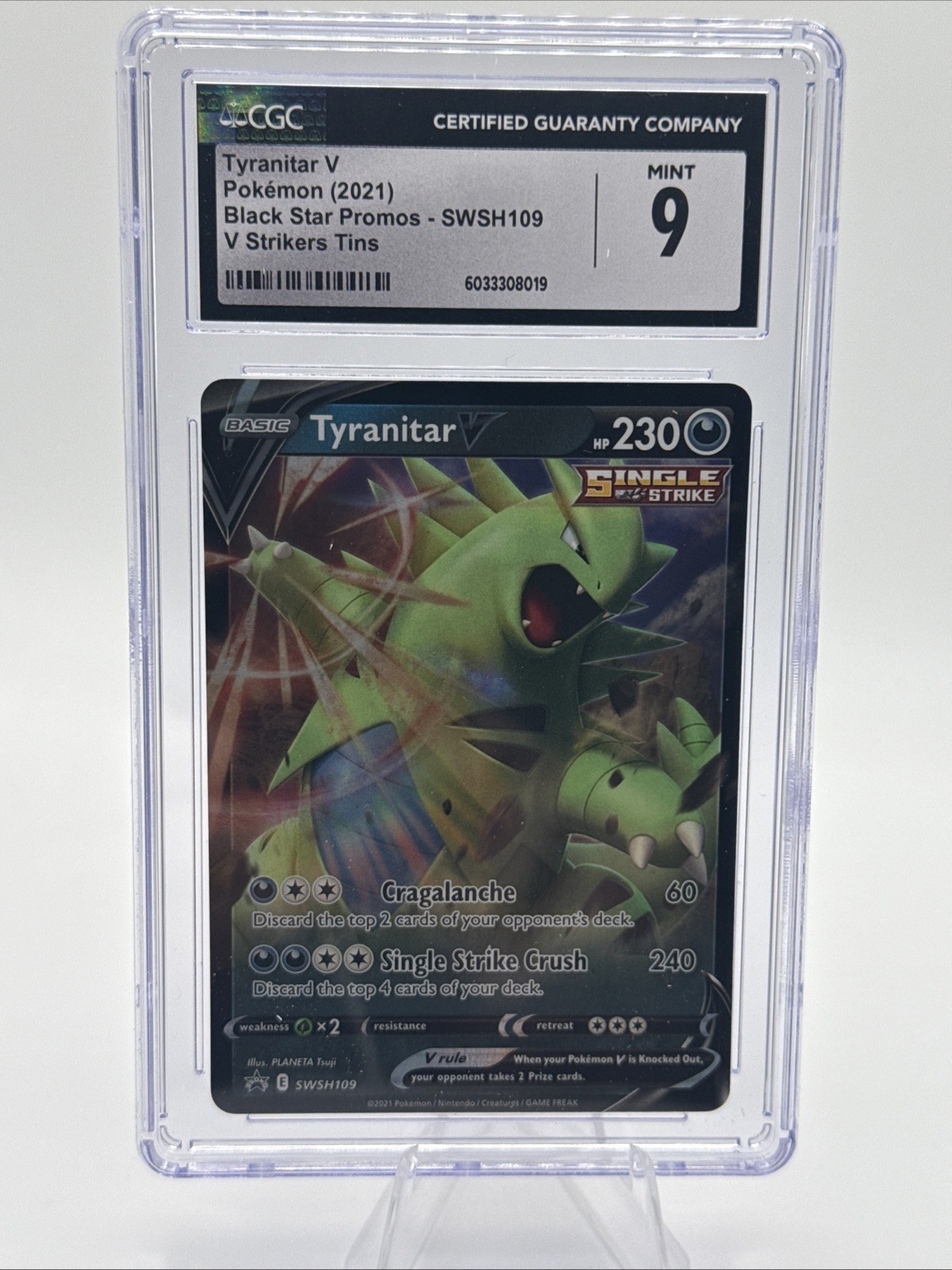 MINT 9 - Tyranitar V SWSH109 Black Star Promo HOLO Rare Pokemon Card CGC