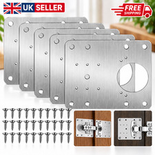 12 Kitchen Cupboard Door Hinge Repair Kit Plate and Fixing Screws Cabinet Hinges