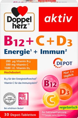 Doppelherz Vitamin B12 C D3 Tabletten 30 St Nahrungsergänzungsmittel