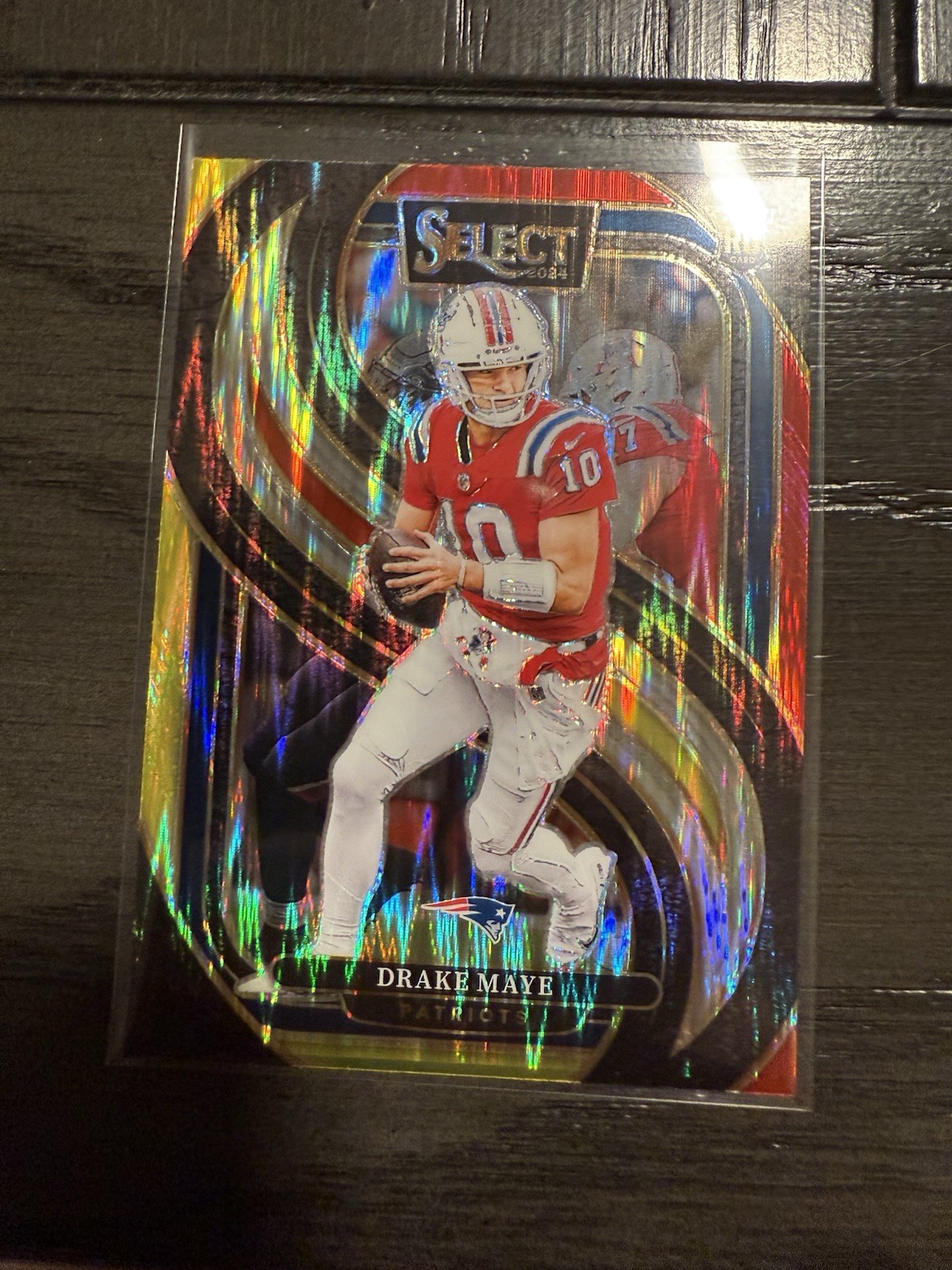 2024 Panini Select Drake Maye Rookie Red and Yellow Shock SSP Premier #113