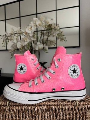 Converse High Top Sneaker Rosa Glitzer Turnschuhe UK 3