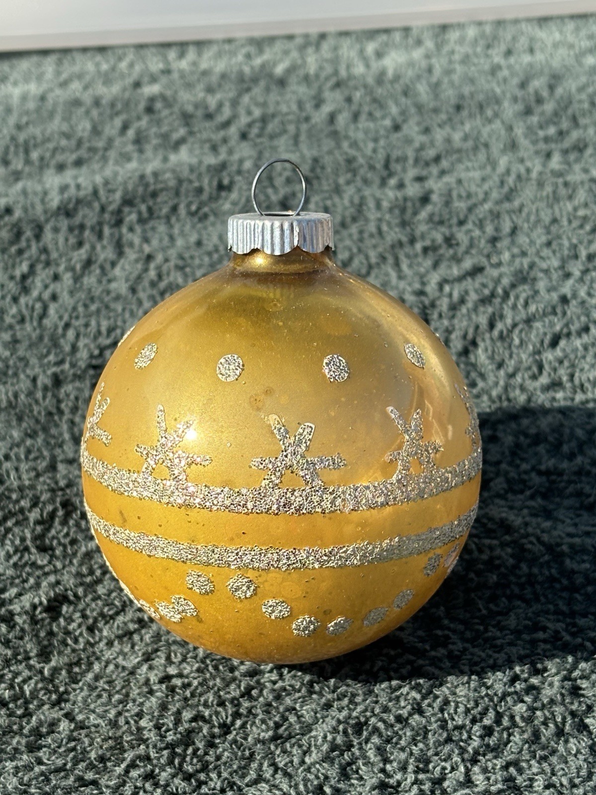 Vintage christmas ornaments glass shiny brite yellow w/glitter