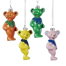 Kurt Adler  GD1141 Grateful Dead  Dancing Bears Ornaments, Assorted 4 Pack 