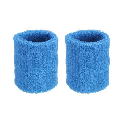 2Pcs 8x10cm Sport Wristbands Cotton Athletic Sweatband Sky Blue