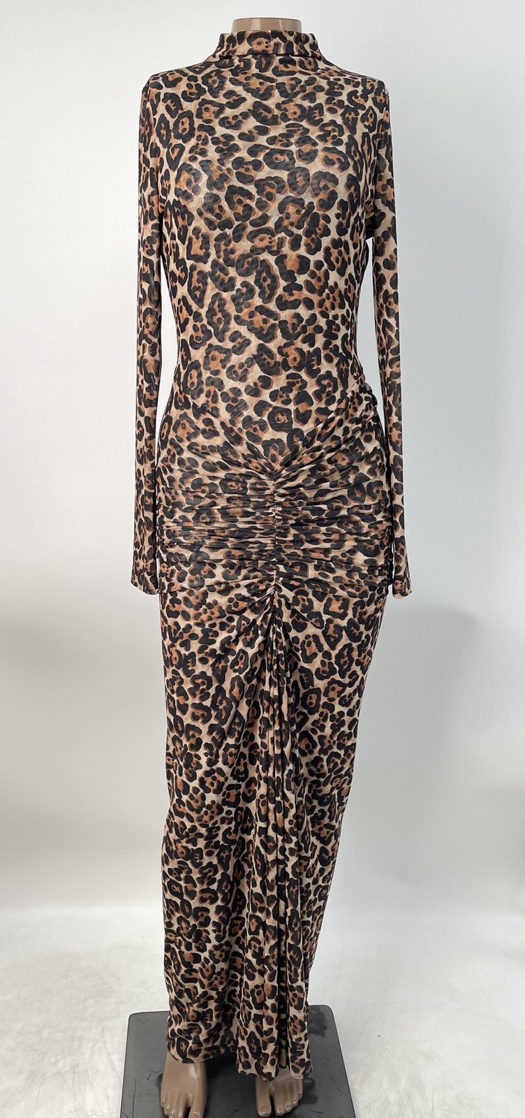 Ronny Kobo Women's Midi Dress Brown/Leopard Print Size S Bold & Chic Polished