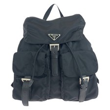 Prada Nylon Leather Backpack Women Black One Size 570626
