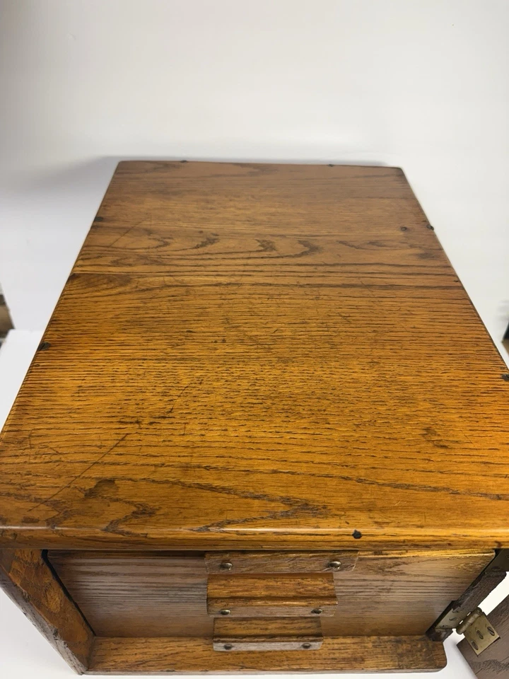 Дубовый ящик для денег почтового отделения 1890-х годов шкаф для хранения документов наличных марок монет - Изображение 3 из 4