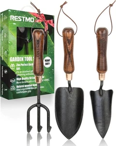 3-in-1 Garden Tool Set Carbon Steel Hand Tools Trowel Transplanter Cultivator