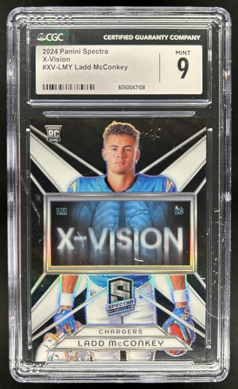 2024 Panini Spectra Ladd McConkey X-Vision RC Rookie #/125 Chargers CGC 9 MINT