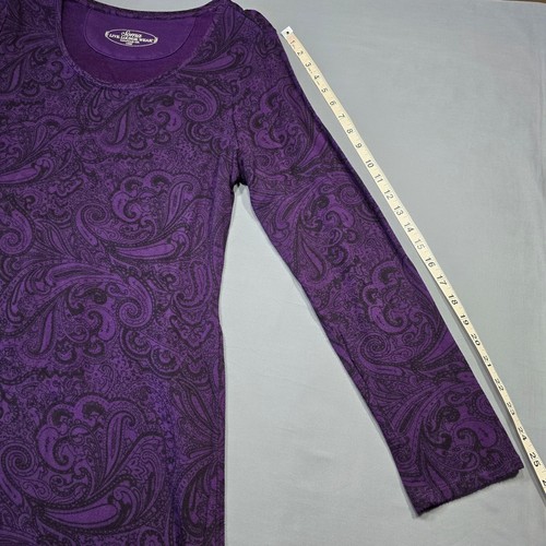 Sonoma Purple Dress Loungewear Boho Paisley Midi Scoop Neck Long Sleeves Women L - Bild 9 von 11