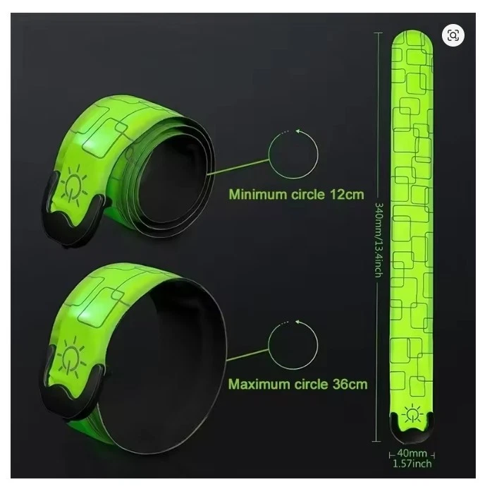 Set of 2 Rechargeable LED Armband 35x4cm Clap Strap Wristband Night Safety Light - Image 3 of 4