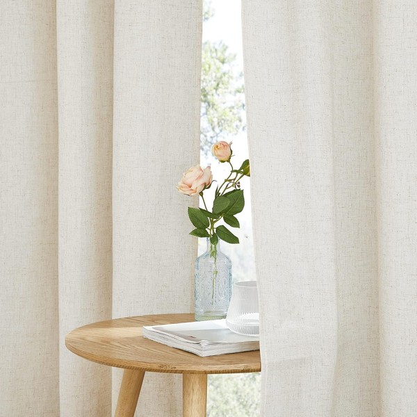 VorhäNge ÖSenvorhang Beige 2Er Set Halbtransparent H 245 X B 140 Cm Boho-image