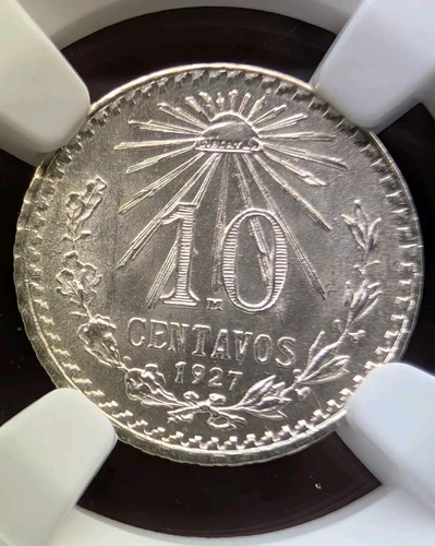 1927 M Mexico 10 Centavos NGC MS 65+