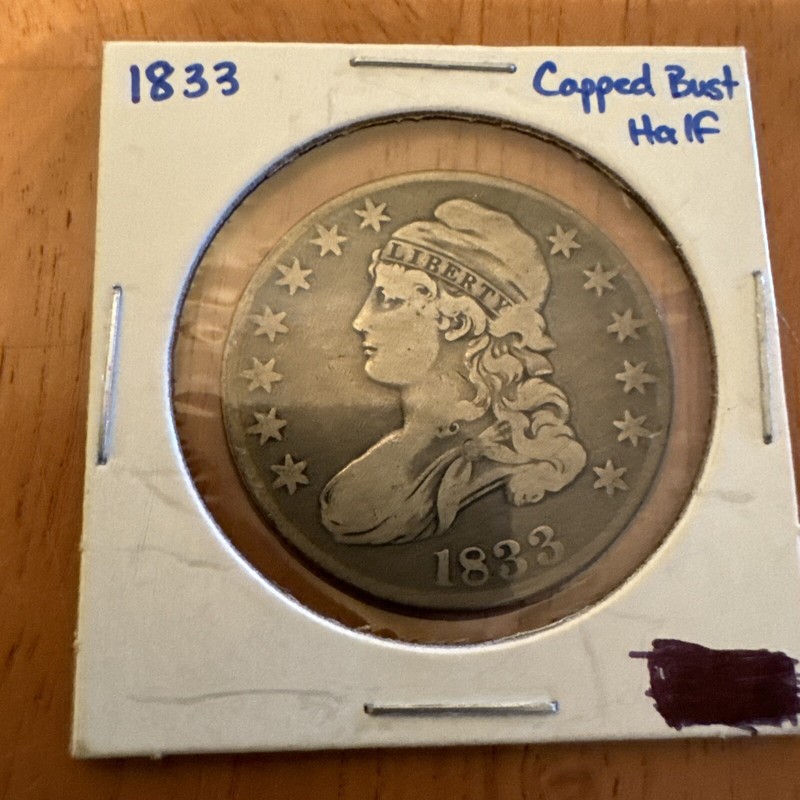 1833 Capped Bust Silver Half Dollar NICE RARE. You Judge. Would grade $$$$$$$