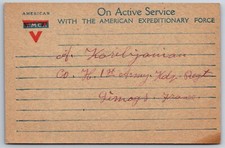 WWI YMCA AMERICAN EXPEDITIONARY FORCE~Karibjanian in Limoges FR~Co H 1st Army PC
