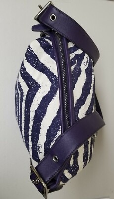 w/COA - COACH Legacy Zebra Print Zip Duffle Bag #23410 Marine