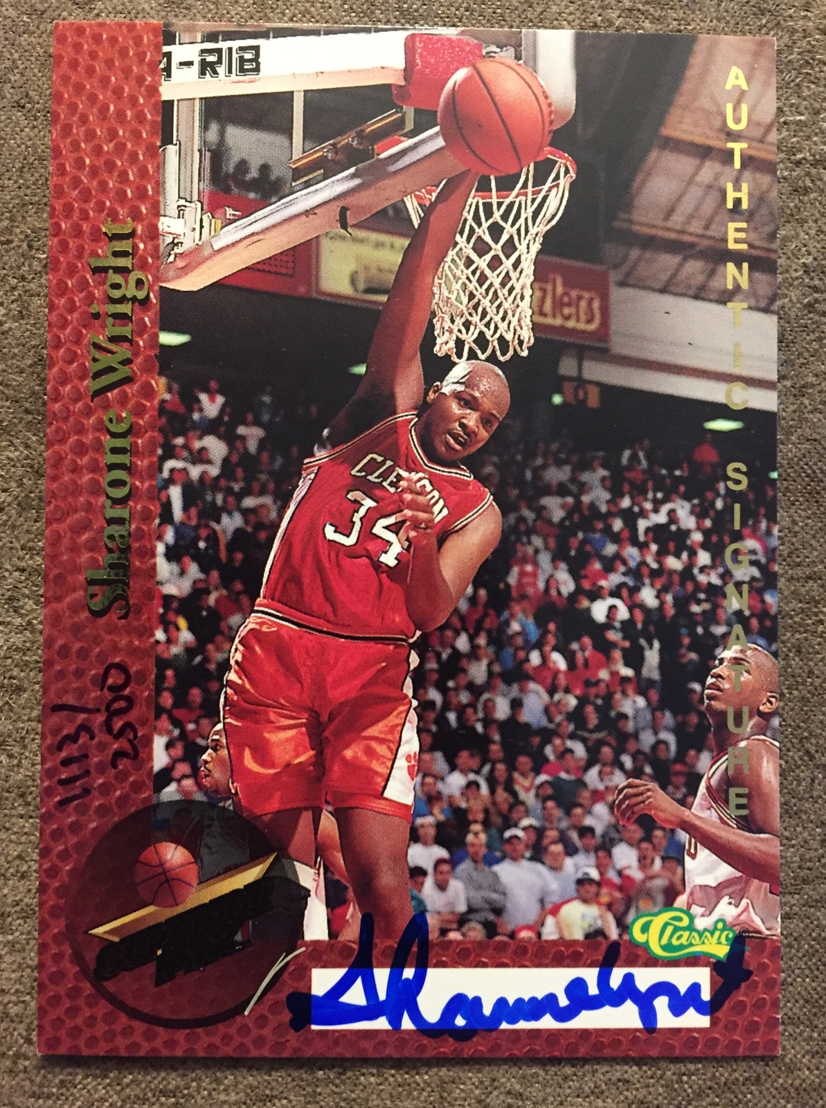 SHARONE WRIGHT 1995 Superior Pix Autograph CLEMSON 1115/2500