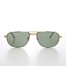 Gold Low Profile Fancy Aviator Vintage Sunglass - Ceaser Brown